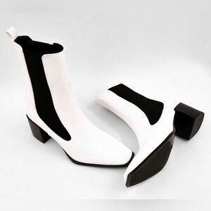 NEW Retro White 60s 70s Chelsea Style Heeled Boots Disco Go Go Zella Womens Sz 6